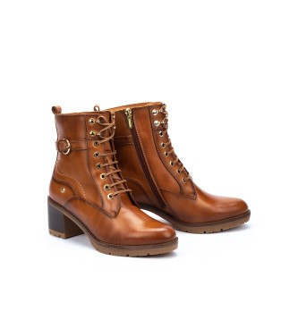 Pikolinos Botins de couro Llanes castanhos -Altura do salto 6cm