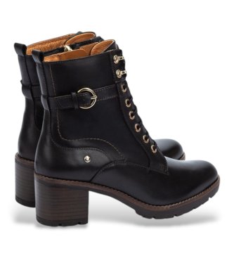 Pikolinos Botines de Piel Llanes negro -Altura tacón 6cm-
