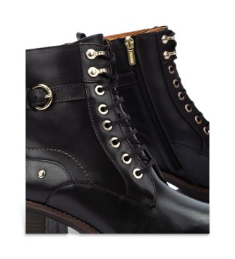 Pikolinos Botines de Piel Llanes negro -Altura tacón 6cm-