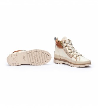 Pikolinos Skórzane buty za kostkę Vigo w kolorze złamanej bieli