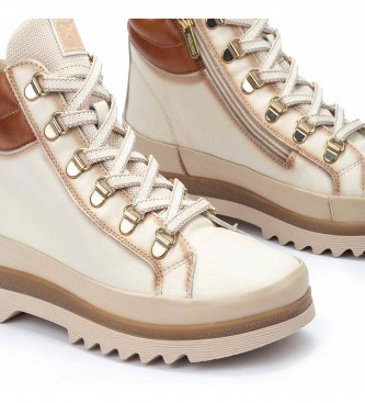 Pikolinos Skórzane buty za kostkę Vigo w kolorze złamanej bieli