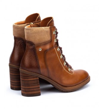 Pikolinos Pompeya camel leather ankle boots -Heel height: 8.5 cm