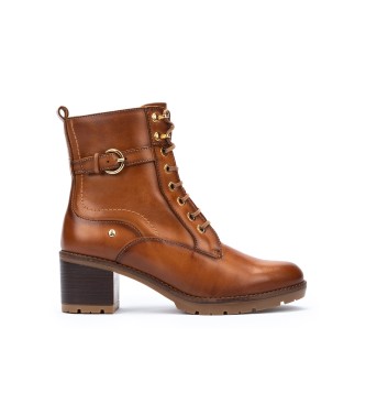 Pikolinos Botins de couro Llanes castanhos -Altura do salto 6cm