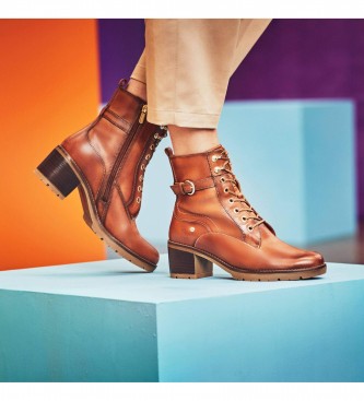 Pikolinos Botins de couro Llanes castanhos -Altura do salto 6cm