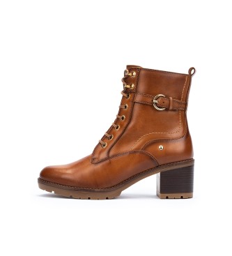 Pikolinos Botins de couro Llanes castanhos -Altura do salto 6cm