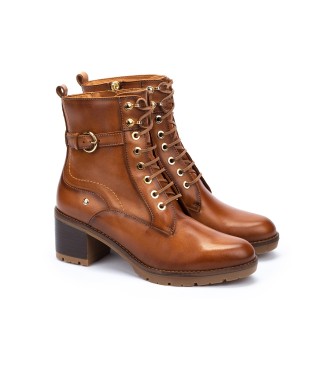 Pikolinos Botins de couro Llanes castanhos -Altura do salto 6cm