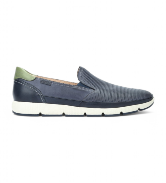 Pikolinos Fuencarral blauwe leren mocassins met elastiek