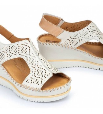 Pikolinos Aguadulce white leather sandals -Waist 7cm height