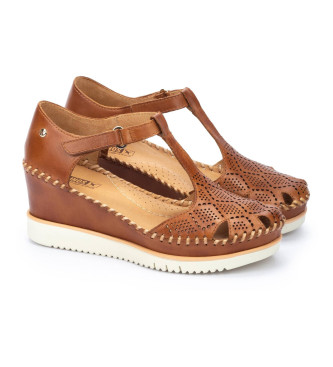 Pikolinos Sandales en cuir blanc marron Aguadulce -Hauteur 7cm wedge