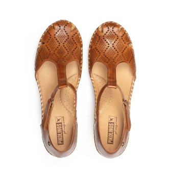 Pikolinos Aguadulce brown leather sandals -Height 7cm wedge