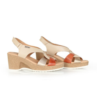 Pikolinos Arenales ivory leather sandals -Height 8cm wedge