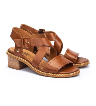 Pikolinos Blanes brown leather sandals -Heel height 5cm
