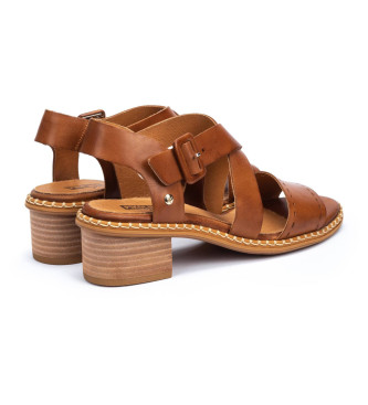Pikolinos Blanes bruin leren sandalen -Hoogte hak 5cm