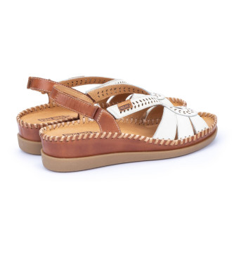 Pikolinos Leather Sandals Cadaques white, brown