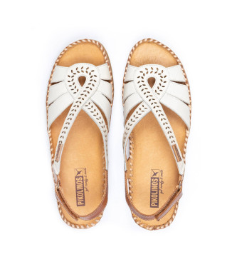 Pikolinos Leather Sandals Cadaques white, brown