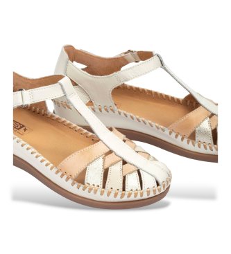 Pikolinos Leren sandalen Cadaques gebroken wit