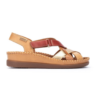 Pikolinos Leather sandals Cadaques brown, red