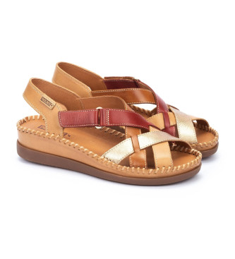 Pikolinos Leather sandals Cadaques brown, red