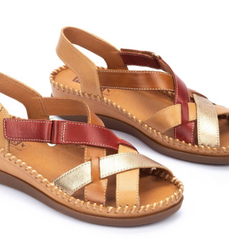 Pikolinos Leather sandals Cadaques brown, red