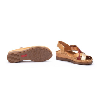 Pikolinos Leather sandals Cadaques brown, red