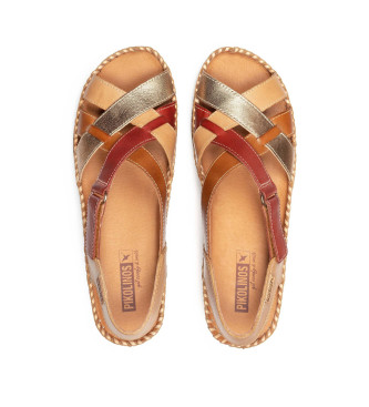 Pikolinos Leather sandals Cadaques brown, red