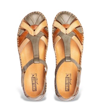 Pikolinos Sand�lias de couro P.Vallarta verde acinzentado