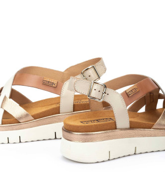 Pikolinos Beige Palma leren sandalen -hoogte 4,5cm sleehak