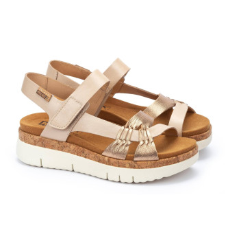 Pikolinos Sandalias de Piel Palma beige -Altura cua 4,5cm-