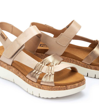 Pikolinos Sandalias de Piel Palma beige -Altura cua 4,5cm-