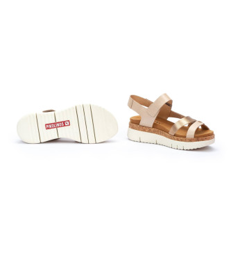 Pikolinos Sandalias de Piel Palma beige -Altura cua 4,5cm-