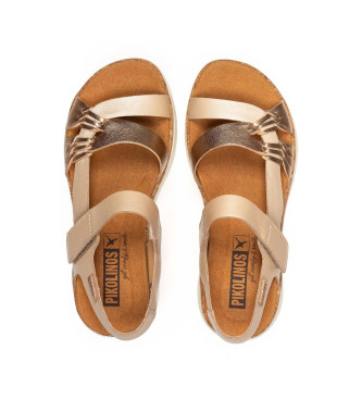 Pikolinos Sandalias de Piel Palma beige -Altura cua 4,5cm-