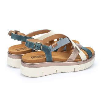 Pikolinos Palma leather sandals blue -Height 4,5cm wedge