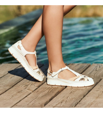 Pikolinos Leather Sandals Tenerife off-white