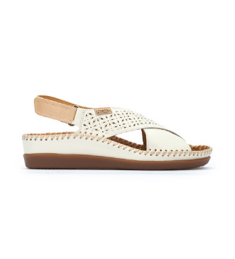 Pikolinos Keilsandalen aus Leder mit weiem Cadaqus-Klettverschluss