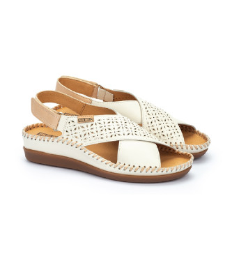 Pikolinos Keilsandalen aus Leder mit weiem Cadaqus-Klettverschluss