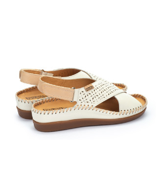 Pikolinos Keilsandalen aus Leder mit weiem Cadaqus-Klettverschluss