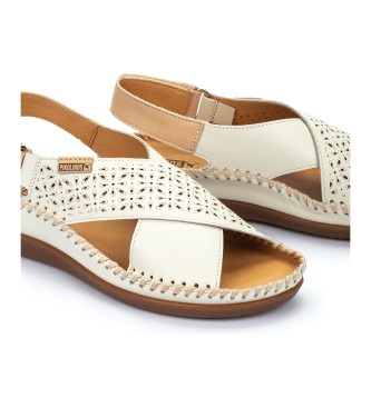 Pikolinos Keilsandalen aus Leder mit weiem Cadaqus-Klettverschluss