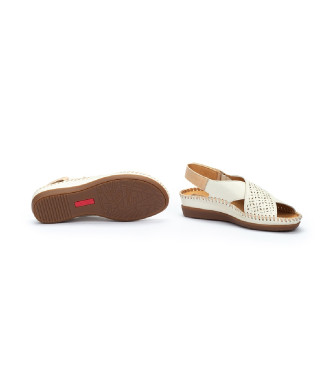 Pikolinos Keilsandalen aus Leder mit weiem Cadaqus-Klettverschluss