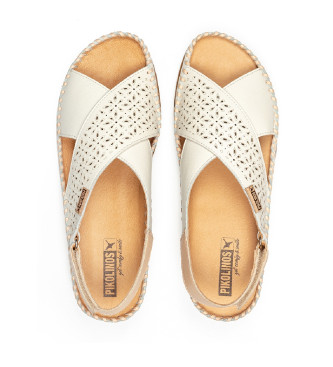Pikolinos Keilsandalen aus Leder mit weiem Cadaqus-Klettverschluss