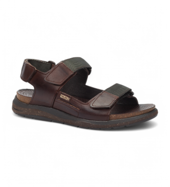 Pikolinos Nijar flache Sandalen aus schwarzem Leder mit Klettverschluss