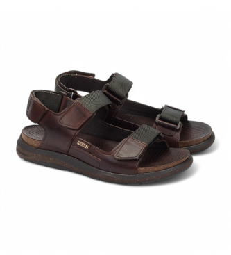 Pikolinos Nijar flache Sandalen aus schwarzem Leder mit Klettverschluss