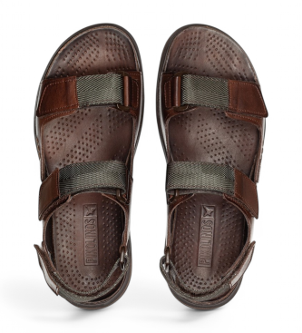 Pikolinos Nijar flache Sandalen aus schwarzem Leder mit Klettverschluss