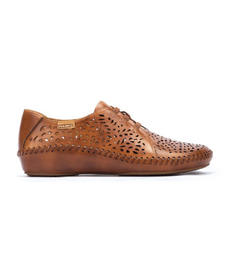 Pikolinos P. Vallarta brown openwork leather shoes with elastic bands