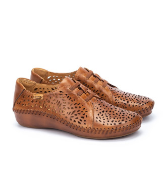 Pikolinos P. Vallarta chaussures en cuir ajour marron avec bandes lastiques