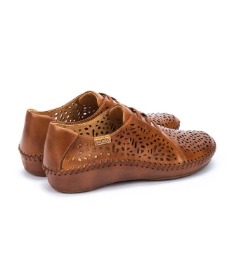 Pikolinos P. Vallarta chaussures en cuir ajour marron avec bandes lastiques