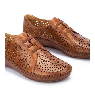 Pikolinos P. Vallarta brown openwork leather shoes with elastic bands