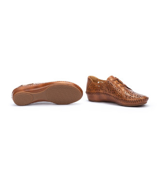 Pikolinos P. Vallarta brown openwork leather shoes with elastic bands