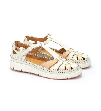 Pikolinos Scarpe Tenerife in pelle bianca semiaperta con chiusura a strappo
