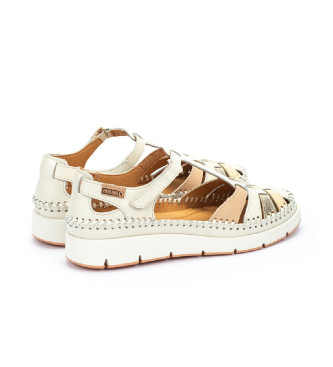 Pikolinos Scarpe Tenerife in pelle bianca semiaperta con chiusura a strappo