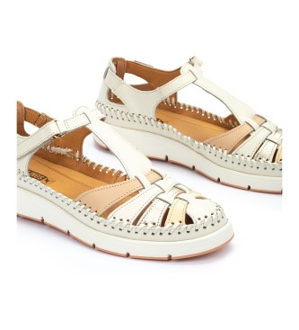 Pikolinos Scarpe Tenerife in pelle bianca semiaperta con chiusura a strappo